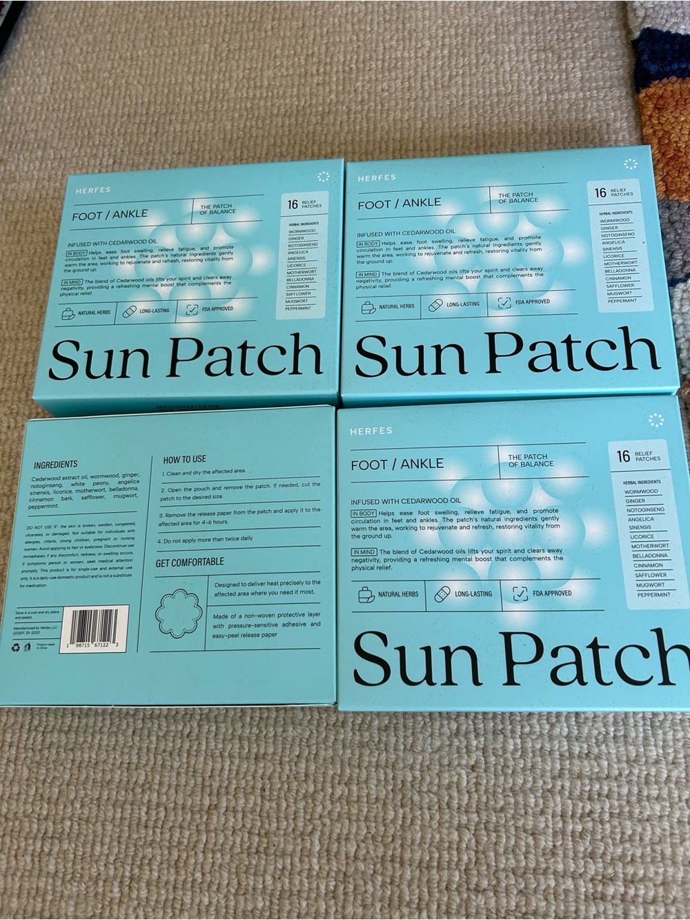 Sun Patch Foot & Ankle Relief Patches - Teal Box